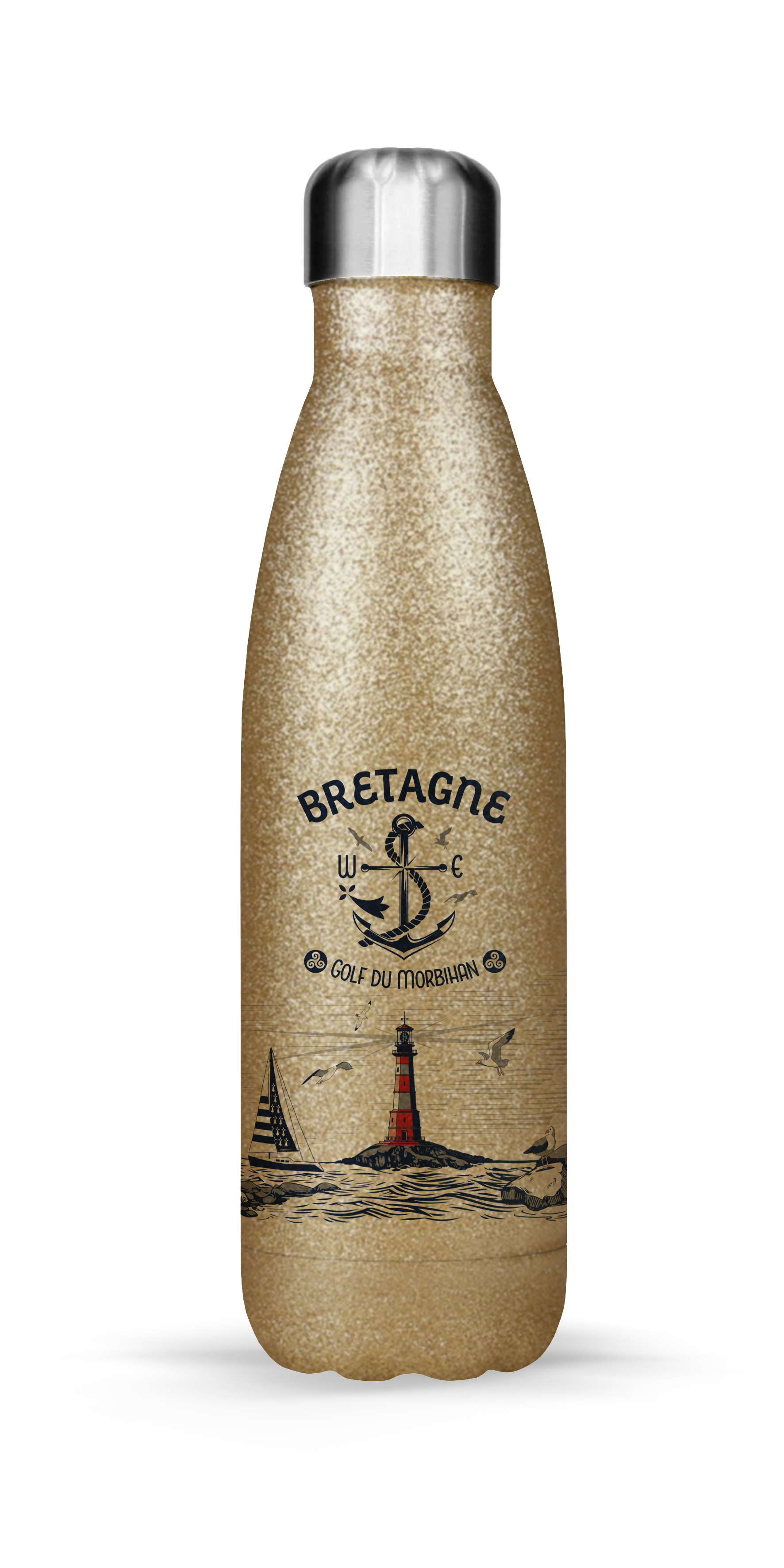 Gourde Isotherme Brandani Le Glitterose 500 Ml - 4 Couleurs, Maintien Chaud 12h, Froid 8h, Bouchon Hermétique